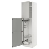 METOD Hochschrank mit Putzschrankeinr., weiß/Lerhyttan hellgrau, 60x60x220 cm