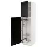 METOD Hochschrank mit Putzschrankeinr., weiß/Lerhyttan schwarz lasiert, 60x60x220 cm