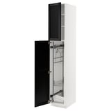 METOD Hochschrank mit Putzschrankeinr., weiß/Lerhyttan schwarz lasiert, 40x60x220 cm