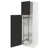 METOD Hochschrank mit Putzschrankeinr., weiß/Nickebo matt anthrazit, 60x60x200 cm