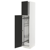 METOD Hochschrank mit Putzschrankeinr., weiß/Nickebo matt anthrazit, 40x60x200 cm