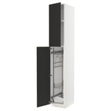 METOD Hochschrank mit Putzschrankeinr., weiß/Nickebo matt anthrazit, 40x60x240 cm