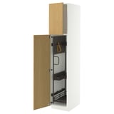 METOD Hochschrank mit Putzschrankeinr., weiß/Sinarp Eichenfurnier, 40x60x200 cm
