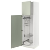 METOD Hochschrank mit Putzschrankeinr., weiß/Stensund hellgrün, 60x60x200 cm