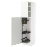 METOD weißer Schrank mit ausziehbaren Organizern. Modernes Design, Faserplatten und Stahl, rechteckige Form.