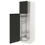 METOD Hochschrank mit Putzschrankeinr., weiß/Upplöv matt anthrazit, 60x60x200 cm