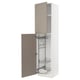 METOD Hochschrank mit Putzschrankeinr., weiß/Upplöv matt dunkelbeige, 60x60x240 cm