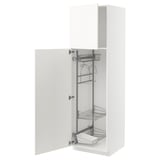 METOD Hochschrank mit Putzschrankeinr., weiß/Vallstena weiß, 60x60x200 cm