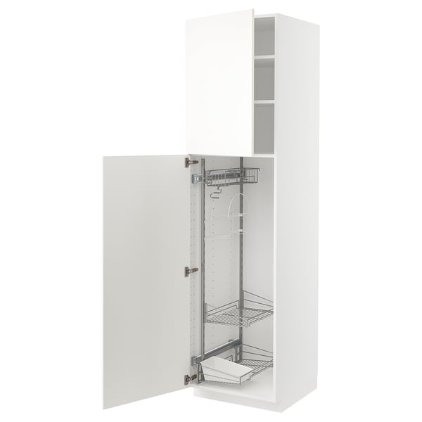 METOD Hochschrank mit Putzschrankeinr., weiß/Vallstena weiß, 60x60x220 cm