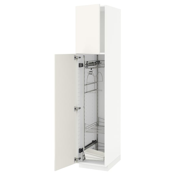 METOD Hochschrank mit Putzschrankeinr., weiß/Veddinge weiß, 40x60x200 cm