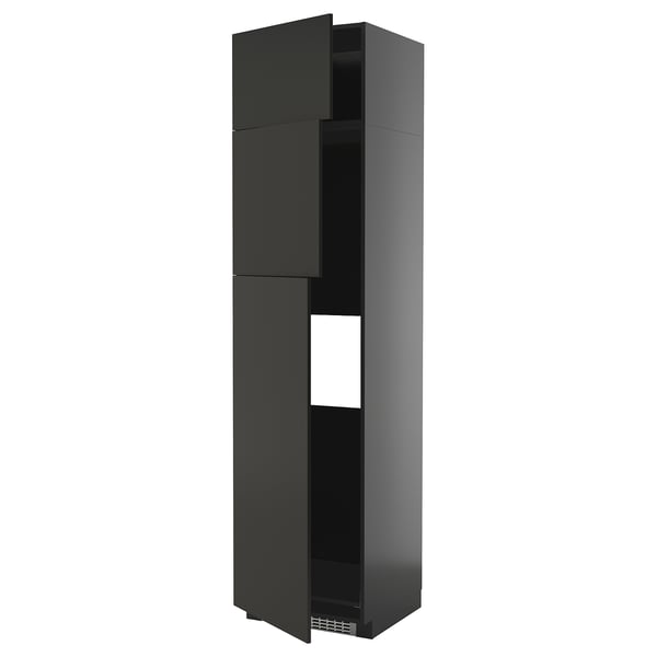 METOD Küchenschrank, schwarz, modernes Design, hohe, verstellbare Einlegeböden.