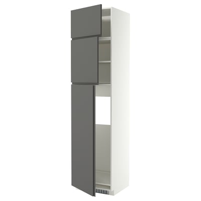 METOD HS f Kühlschr m 3 Türen, weiß/VOXTORP dunkelgrau senkrechter Griff, 60x60x240 cm