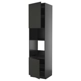 METOD hohe schwarze Küchenzeile, schlankes Design, verstellbare Regale, moderner Materialmix.