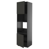 Schwarzer METOD-Küchenschrank, modernes Design, hoch mit verstellbaren Regalen.