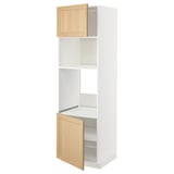 Weißer METOD-Küchenschrank mit Eichentüren, drei Regalen, modernem Design.