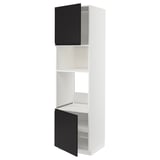 METOD Küchenzeile: hoher, weißer Schrank mit schwarzen Türen, modernes, minimalistisches Design.