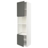 Ein weißer METOD-Küchenschrank mit dunkelgrauen Türen, der ein modernes Design zeigt.