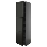 Schwarzer METOD-Schrank, hoch mit zwei Türen und Regalen, schlankes Design.