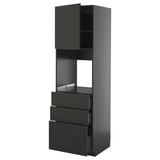 METOD Küchenzeile in Schwarz mit modernem Design, mit drei Schubladen und einem Schrank mit einer einzigen Tür.
