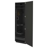 Schwarzer Küchenschrank, METOD-Serie, modernes Design, offene Tür mit Regalen und Schublade, schlank und funktional.