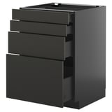 Schwarze METOD-Küchenzeile mit vier Schubladen, schlankem und modernem Design.