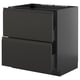 Moderner schwarzer IKEA METOD Küchenschrank mit Schublade und minimalistischem Griff.