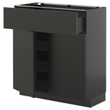 METOD Küchenzeile, schwarz, modern, rechteckig, schlankes Design mit einfacher ausziehbarer Schublade.