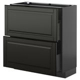 Schwarze METOD-Küchenzeile mit zwei großen Schubladen und Schrank, schlankes Design.