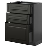 METOD Küchenzeile in schwarz mit 3 Schubladen und Tür, schlankes, modernes Design.