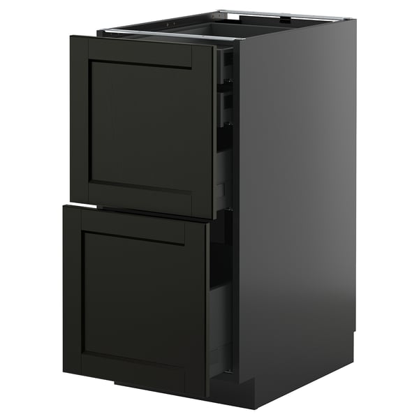 METOD Küchenschrank aus schwarz gebeizter Esche mit zwei Schubladen, modernes traditionelles Design, 18 mm dick.