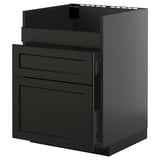 Schwarzer Küchenschrank mit zwei Schubladen und glatten Kanten, Teil des METOD-Systems.