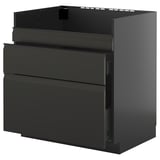 Schwarzer METOD-Küchenschrank mit zwei Schubladen und hohem Querschnitt, schlankes, modernes Design.