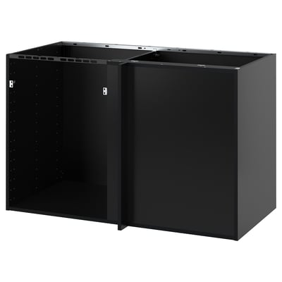 Schwarzer METOD-Küchenschrank, quadratisch mit verstellbaren Regalen.