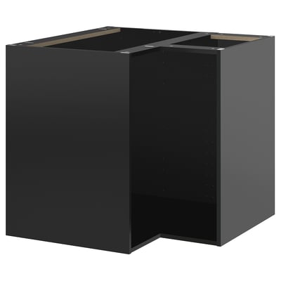Schwarzer METOD Küchenschrank, rechteckig, robust, dunkle Farbe, Melamin-Finish, eckenfreundliches Design.