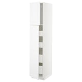 Ein weißer METOD-Küchenschrank mit schlankem Design, bestehend aus zwei Türen und mehreren Regalen, Teil des IKEA-Küchensystems.