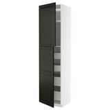 METOD-Schrank mit schwarzem Rahmen, hoch, rechteckig mit offenen Regalen, modernes minimalistisches Design.