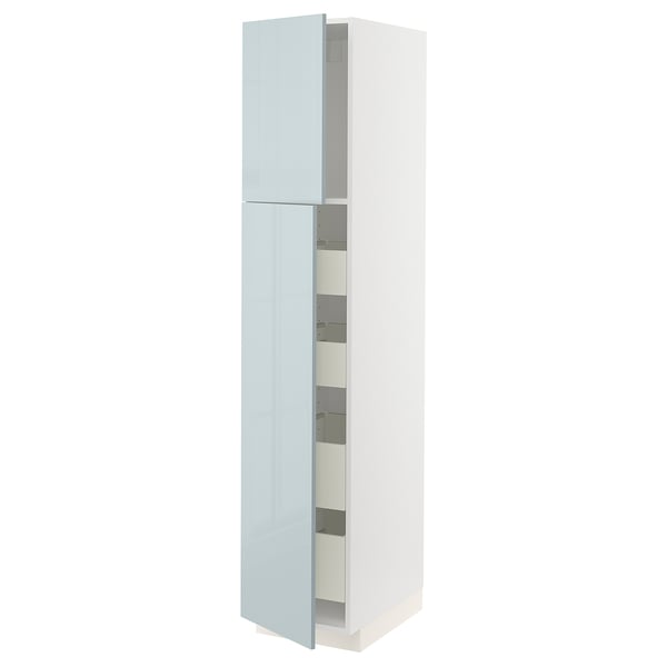 Ikea METOD Hochschrank, graublau, modern, glänzend, schlank.