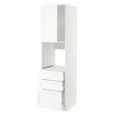 METOD weiße Küchenzeile mit Regalen und Schubladen, modernes Design.