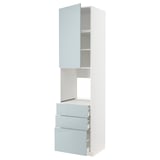 Graublauer Küchenschrank, 3 Schubladen, oben offen, modernes METOD-Design.