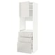 Eine weiße IKEA METOD Küchenzeile mit hochglänzenden Schubladen und einem Schrank mit modernem Design und klaren Linien.