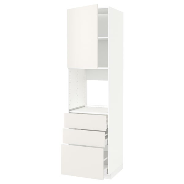 Weißer METOD-Kochschrank: Hochschrank mit Schubladen, schlankes und modernes Design.