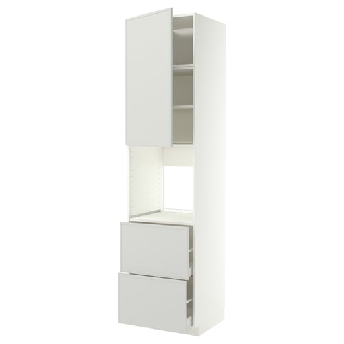 METOD / MAXIMERA Hochschrank f Backofen+Tür/2Schubl, weiß/Aspudden hellgrau, 60x60x240 cm