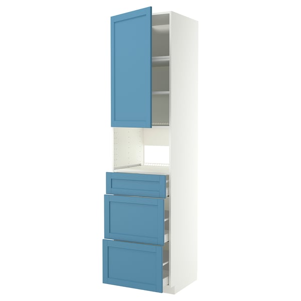 METOD / MAXIMERA Hochschrank für Einbaugeräte, weiß/Lerhyttan blau, 60x60x240 cm