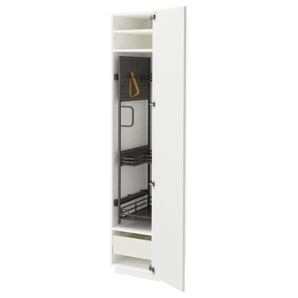 METOD Küchenschrank. Weißes, rechteckiges, modernes Design. Regale, Schubladen und verstellbare Fächer.