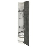METOD / MAXIMERA Hochschrank mit Putzschrankeinr., weiß/Kalhyttan Betonmuster dunkelgrau, 40x60x200 cm
