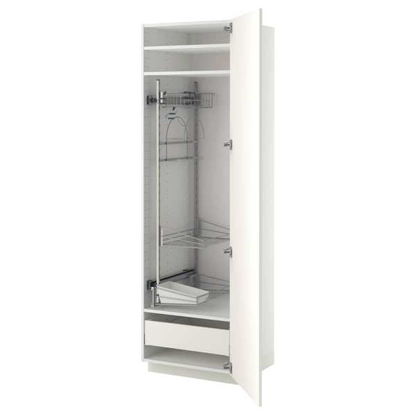 METOD / MAXIMERA Hochschrank mit Putzschrankeinr., weiß/Veddinge weiß, 60x60x200 cm