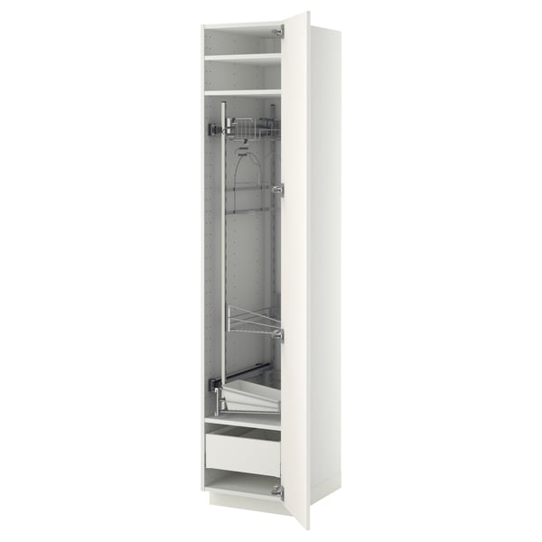 METOD / MAXIMERA Hochschrank mit Putzschrankeinr., weiß/Veddinge weiß, 40x60x200 cm