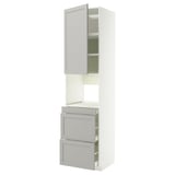 METOD / MAXIMERA HS f Kombimikro m Tür/3 Schub, weiß/Lerhyttan hellgrau, 60x60x240 cm
