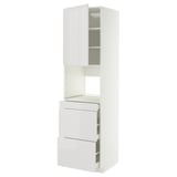 METOD / MAXIMERA HS f Kombimikro m Tür/3 Schub, weiß/Ringhult hellgrau, 60x60x220 cm