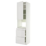 METOD / MAXIMERA HS f Kombimikro m Tür/3 Schub, weiß/Ringhult hellgrau, 60x60x240 cm